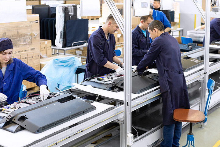 employees working on the production line
