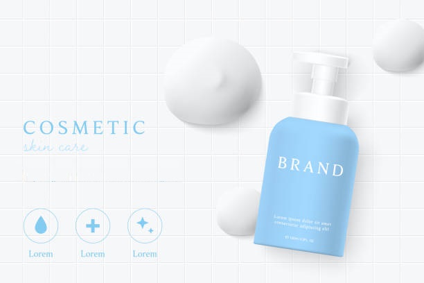 Facial cleanser on bathroom background with foam.