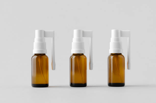 Oral, throat spray mockup. Amber bottle.